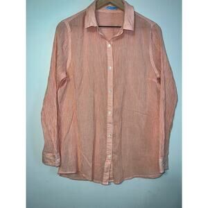J. Mclaughlin orange stripe cotton gauze button down size large